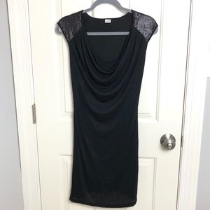 Three Dots Black Shift Dress w/ Mini Sequins
